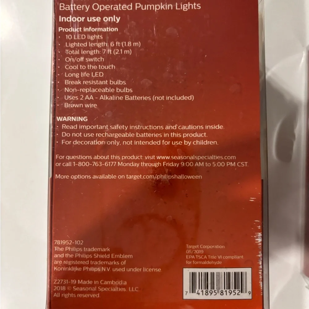3 Pc. Philips LED Pumpkin String Lights - Red, Orange, Teal, White…
